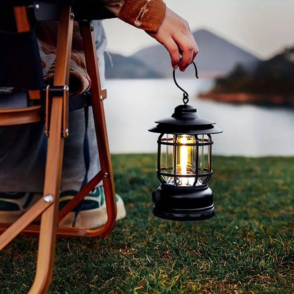 Retro Glow Camping Lantern Lamp — product in use