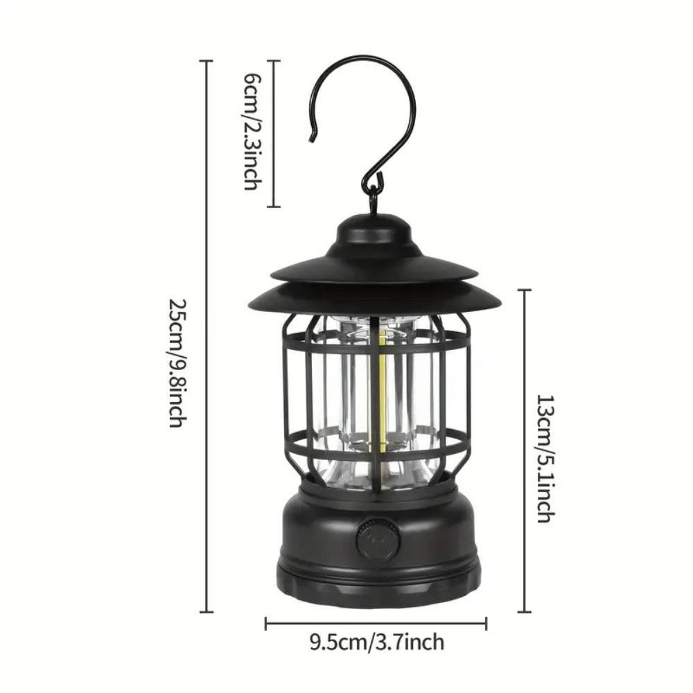 Retro Glow Camping Lantern Lamp — material texture close-up