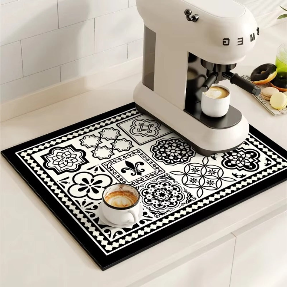 Retro Tile Design Absorbent Coffee Mat — main product photo