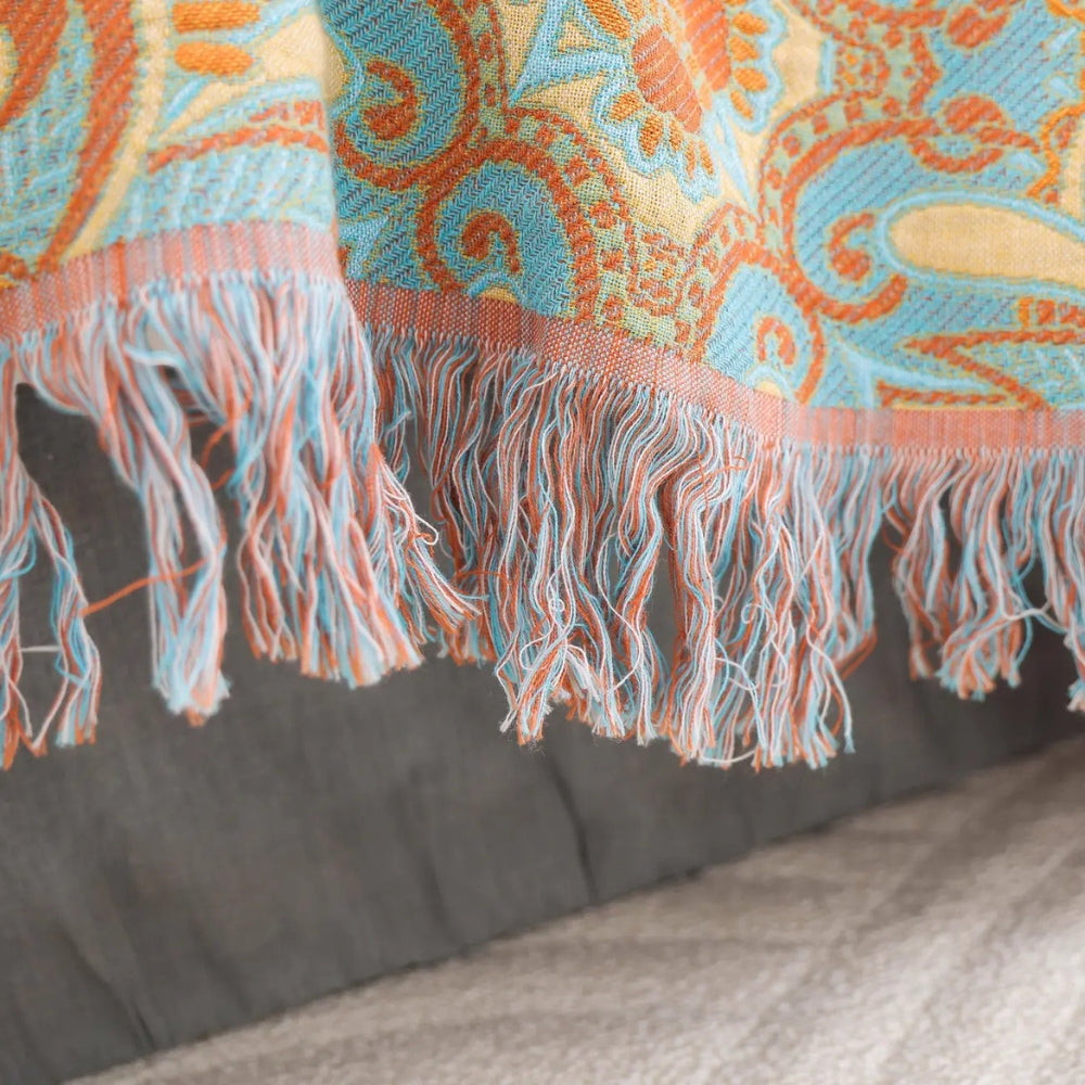 Reversible Paisley Bohemian Cotton Blanket — lifestyle shot