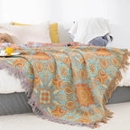 Reversible Paisley Bohemian Cotton Blanket — product in use