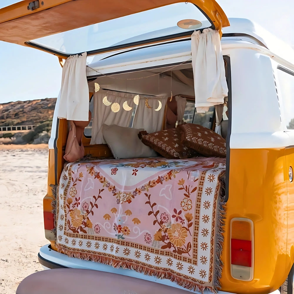 Rosefield Floral Beach Picnic Travel Blanket — product in use