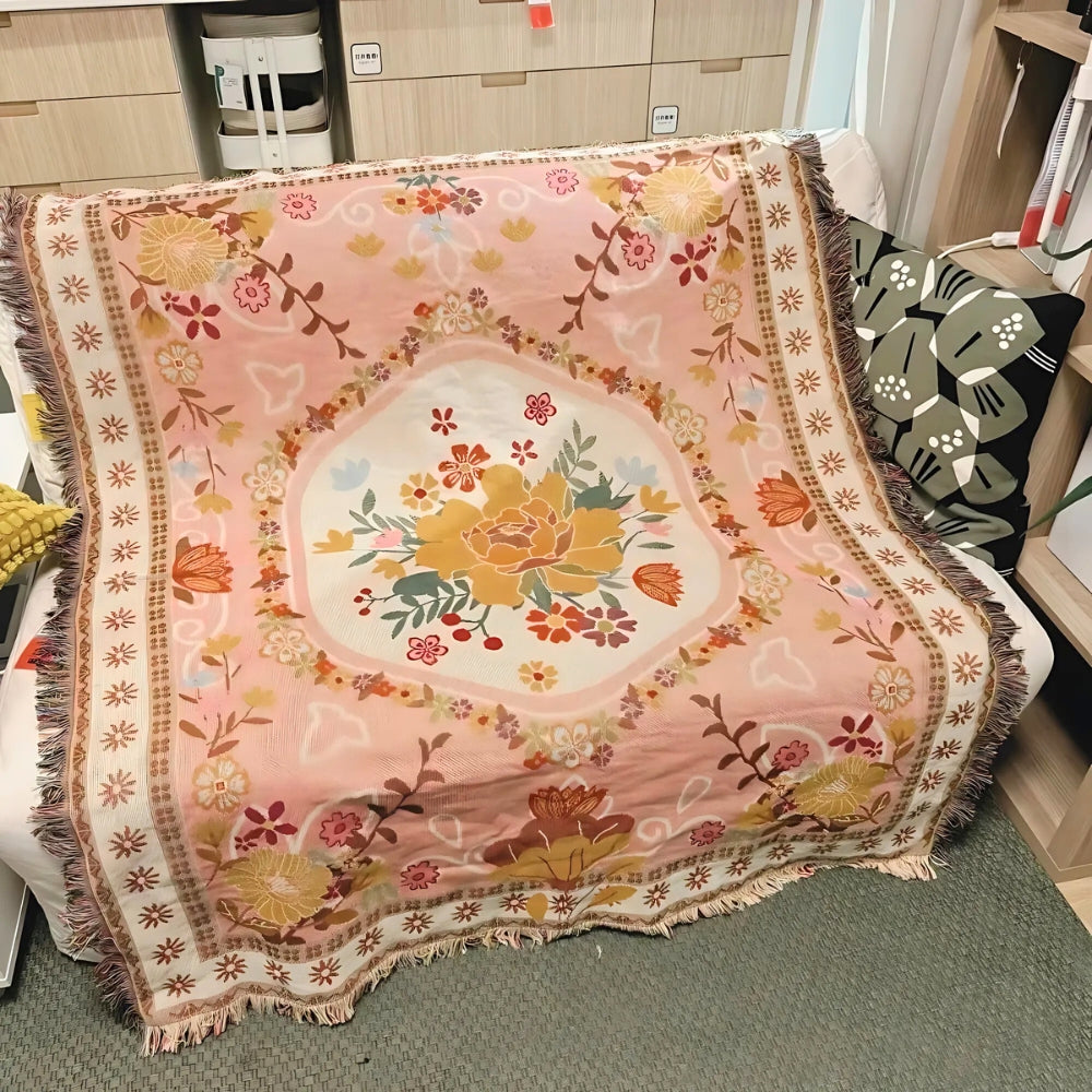 Rosefield Floral Beach Picnic Travel Blanket — lifestyle shot