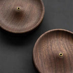 Round Ash Catcher Wood Incense Stick Holder — product in use