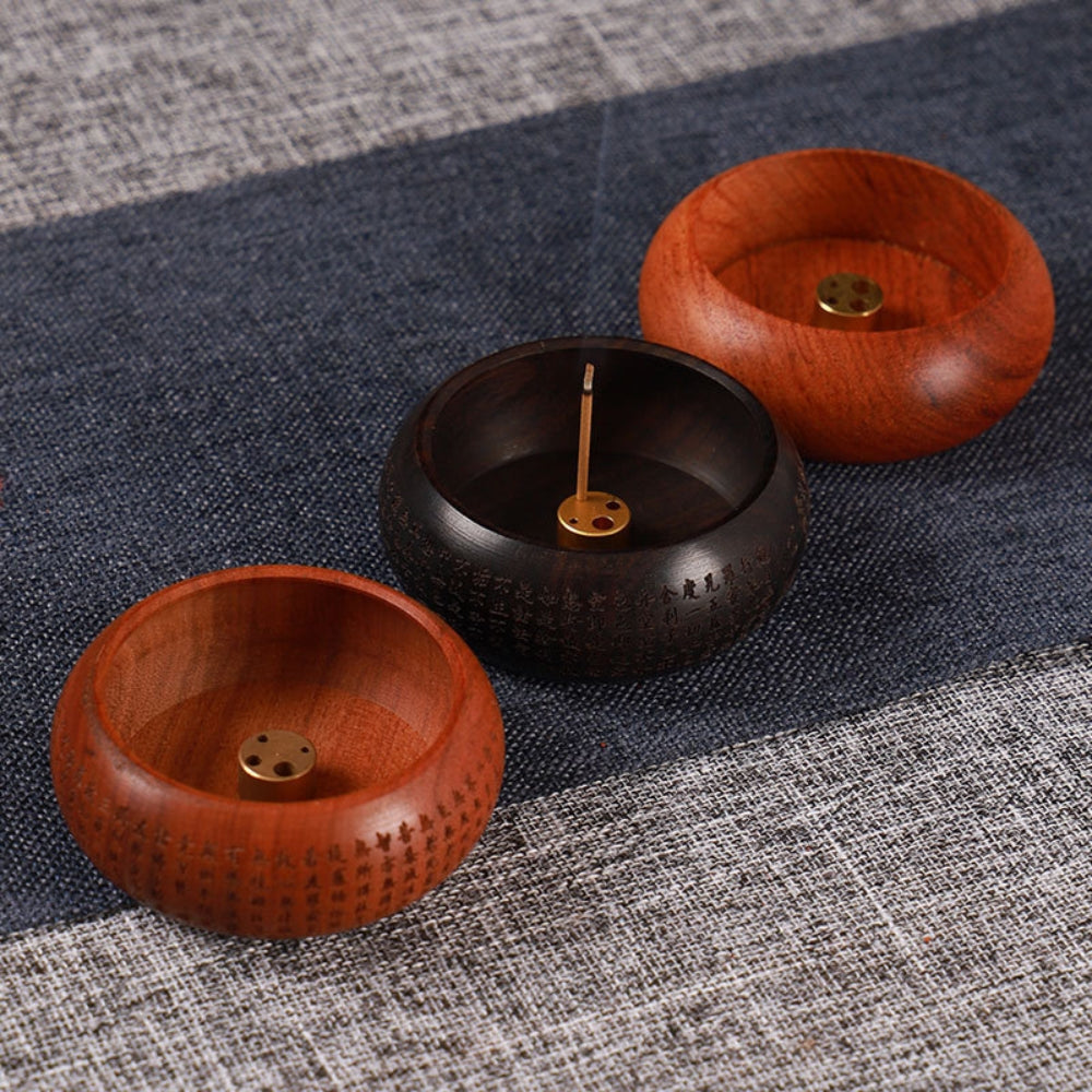 Round Solid Wood Incense Stick Holder — main product photo