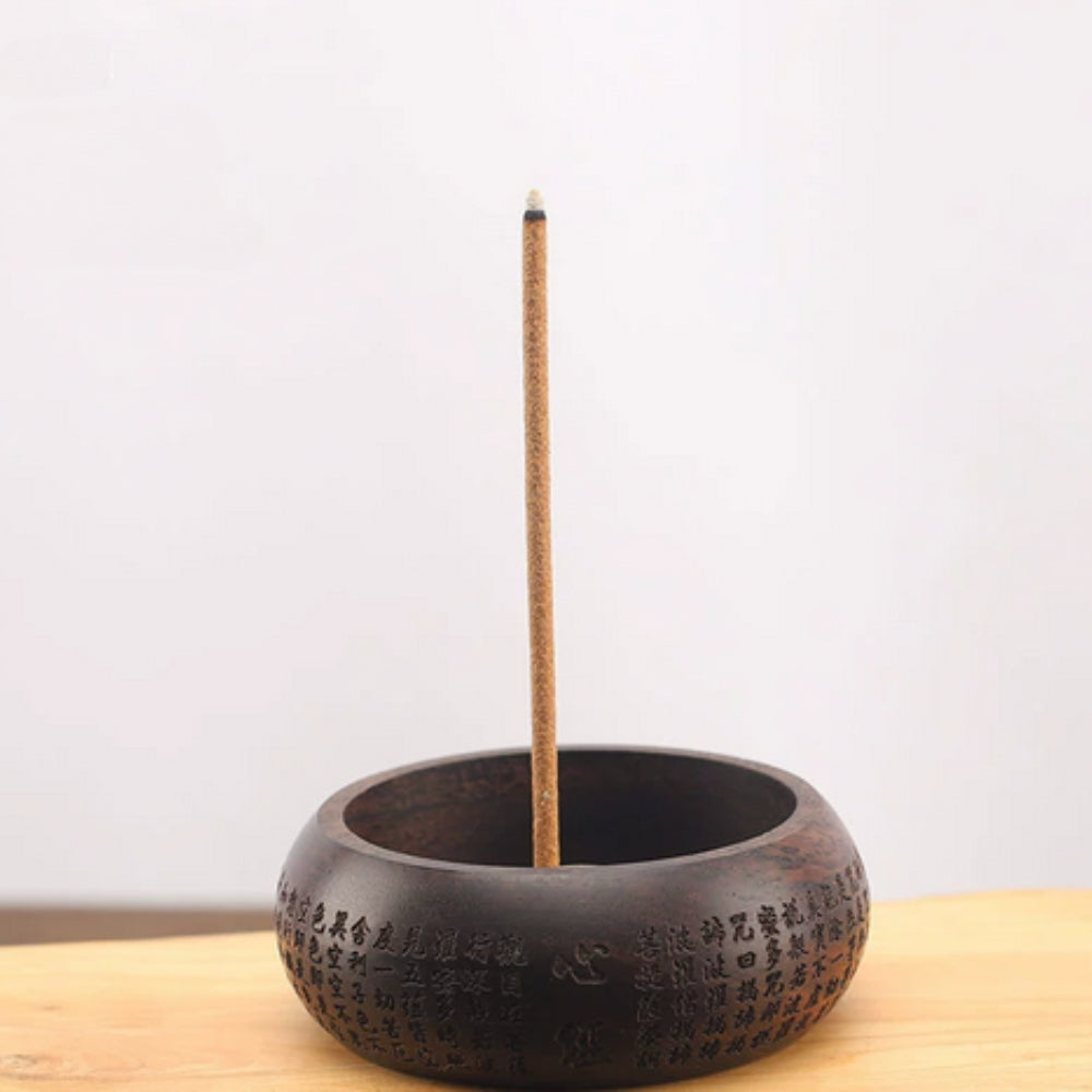 Round Solid Wood Incense Stick Holder — product feature detail