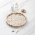 Round Travertine Stone Tray — product detail view