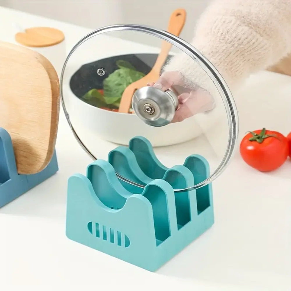 ABS Pot Lid and Utensils Storage Rack — product in use