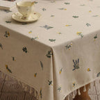 Rustic Bloom Tassel Tablecloth — product detail view