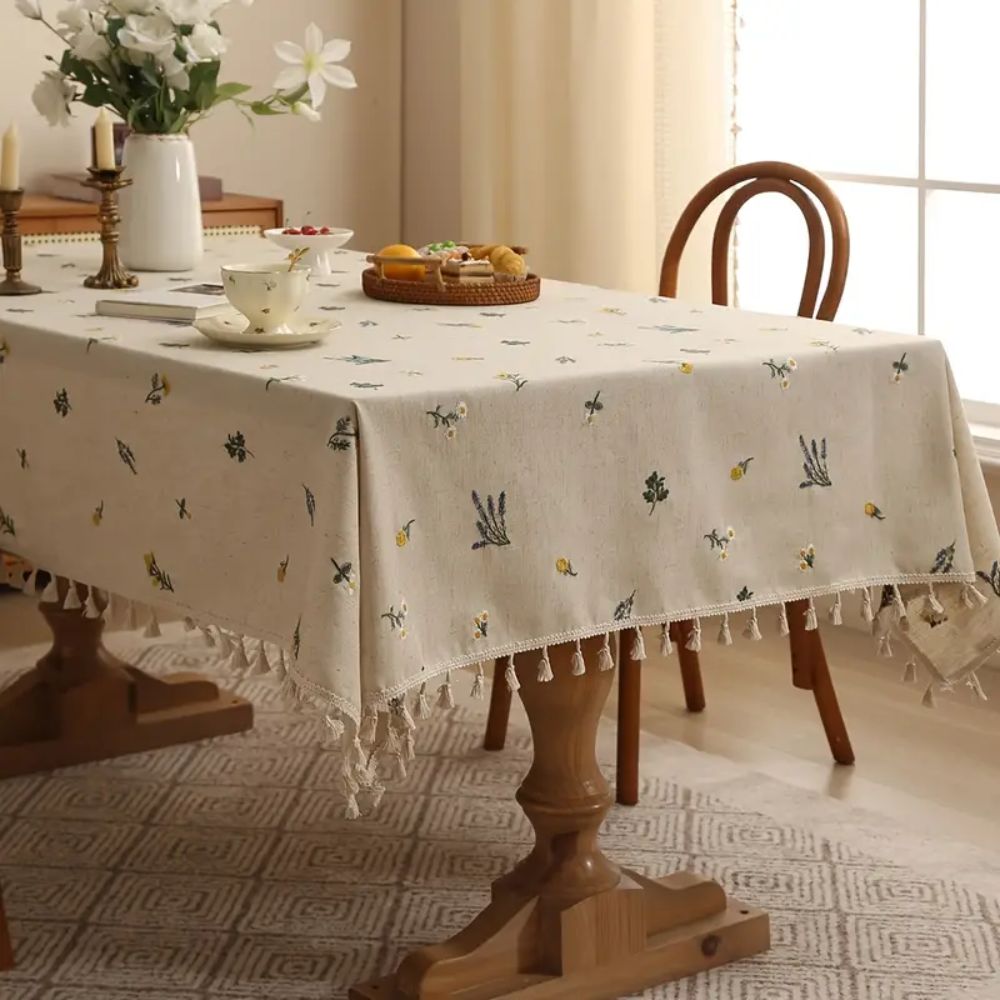 Rustic Bloom Tassel Tablecloth — alternate angle view