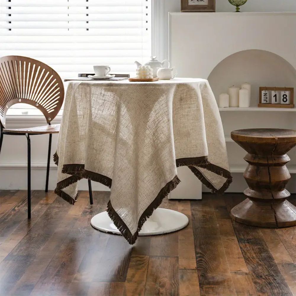 Rustic Charm Tassel Tablecloth — product close-up