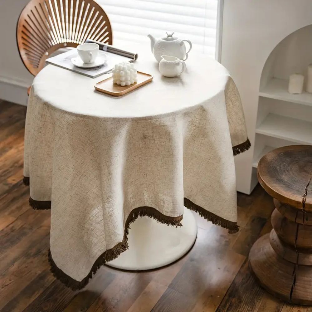 Rustic Charm Tassel Tablecloth — main product photo