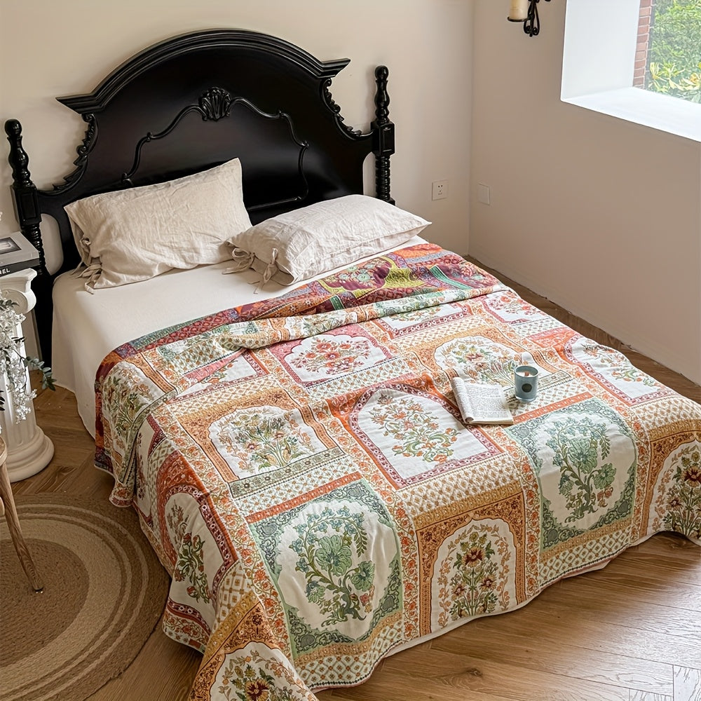 Rustic Floral Patchwork Bedspread — main product photo