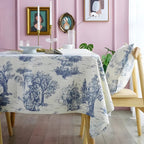Rustic Ink-Style Print Table Cloth — product close-up