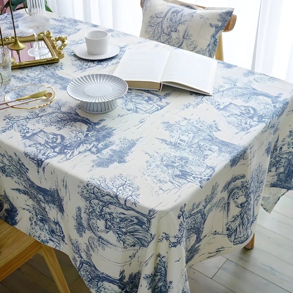 Rustic Ink-Style Print Table Cloth — lifestyle shot