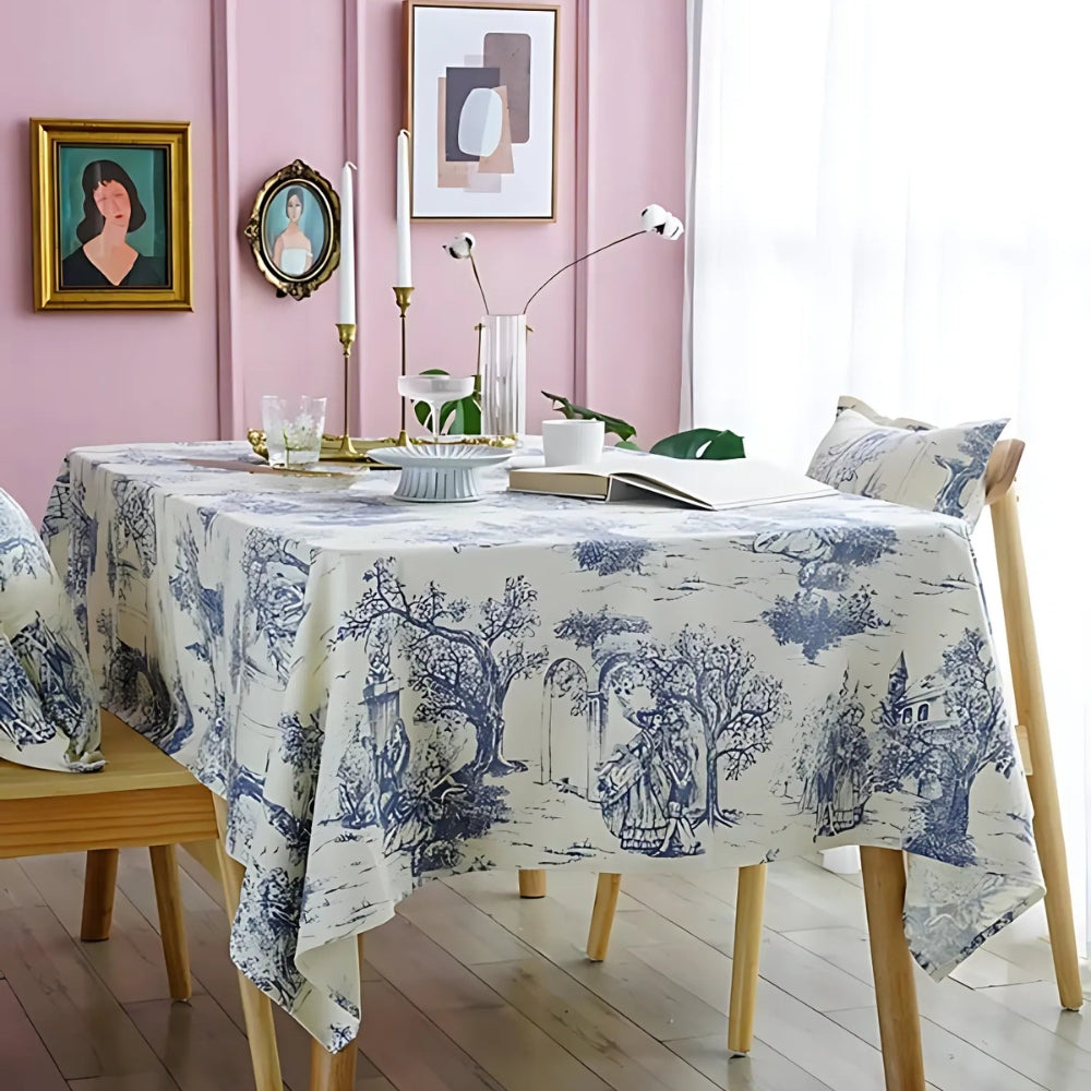 Rustic Ink-Style Print Table Cloth — product detail view