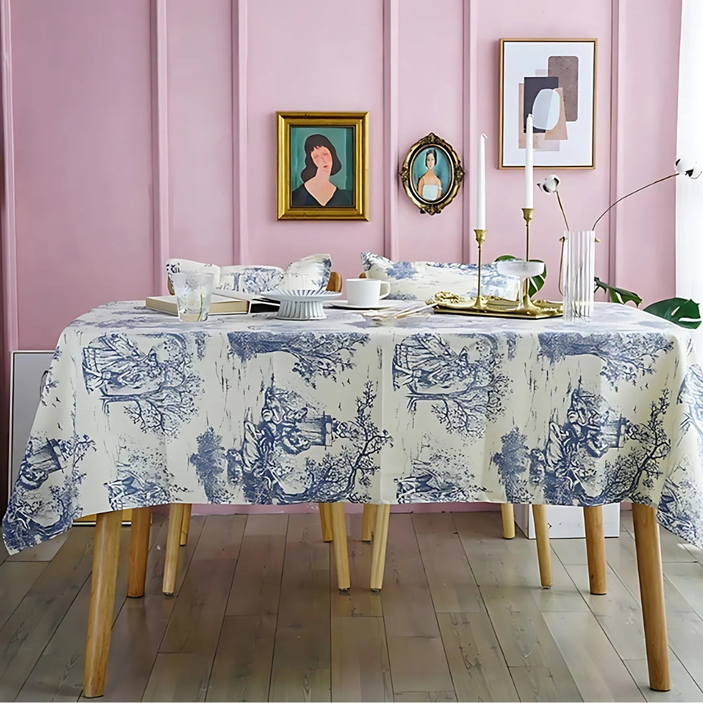 Rustic Ink-Style Print Table Cloth — additional view