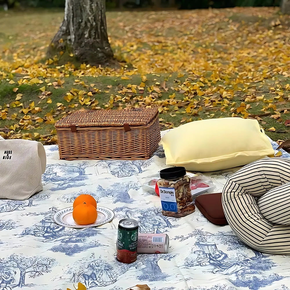 Rustic Ink-Style Print Table Cloth — product in use