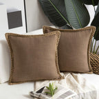 Rustic Linen Trim Decorative Cushion Cover — main product photo