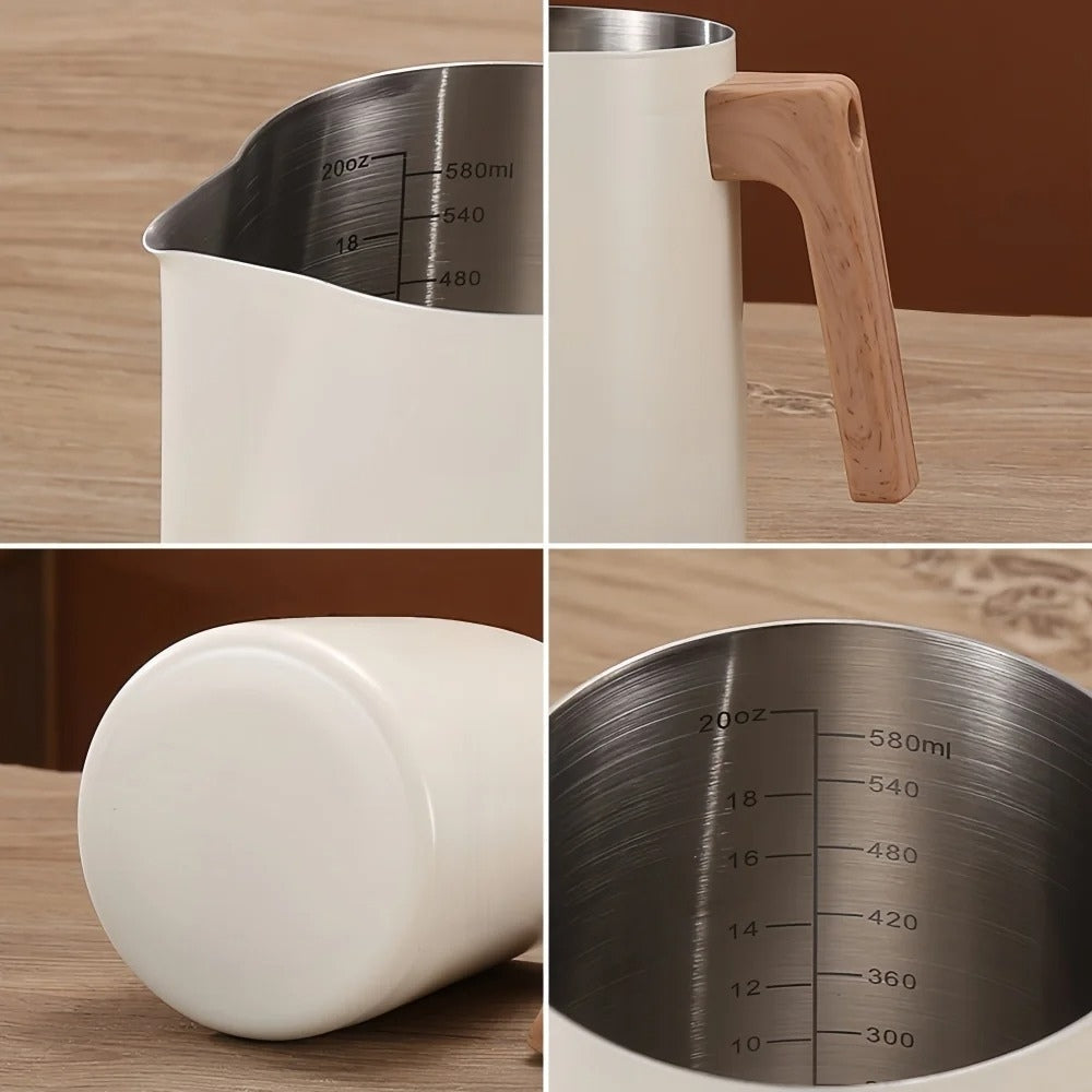 Wood Handle Milk Pitcher — lifestyle shot