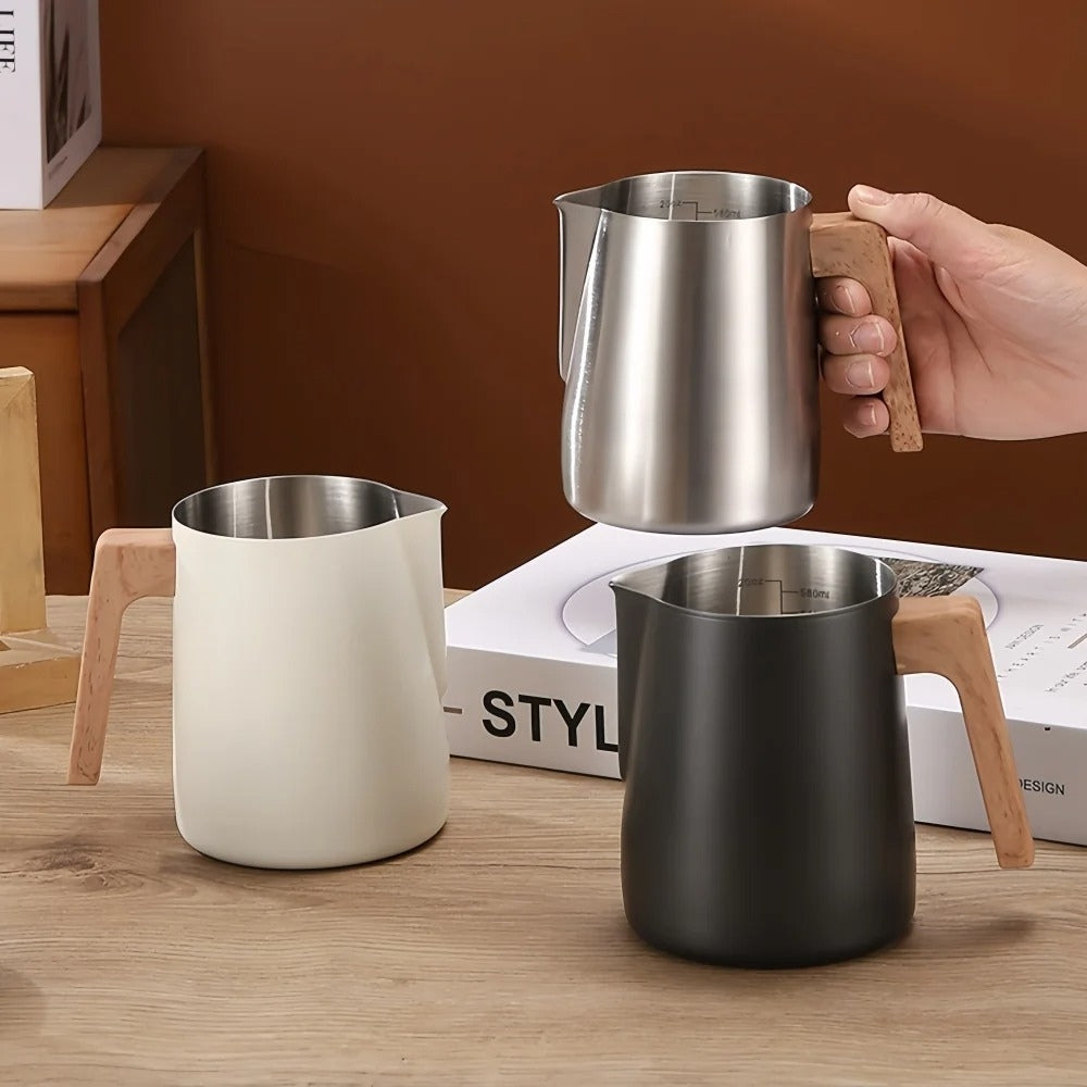 Wood Handle Milk Pitcher — product detail view