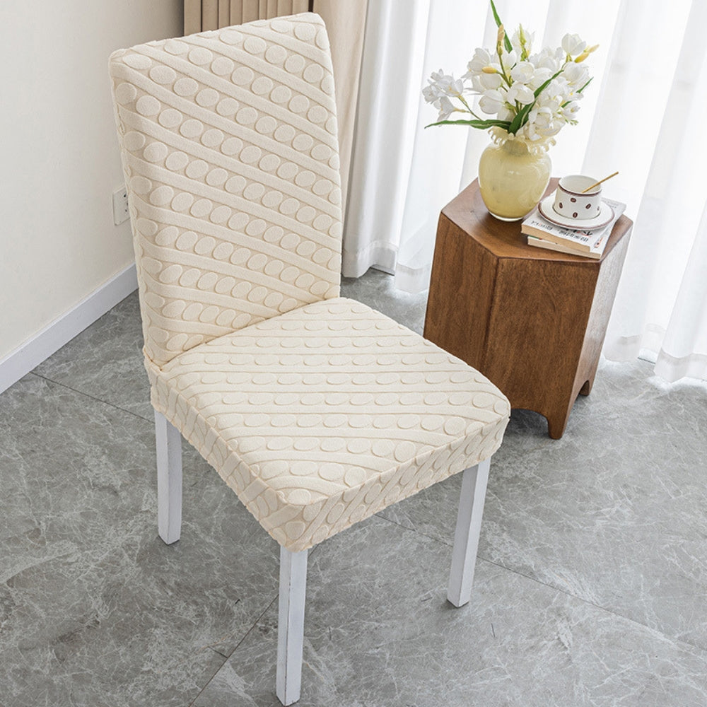 Seraphine Embossed Oval Knitting Dining Chair Cover — product feature detail