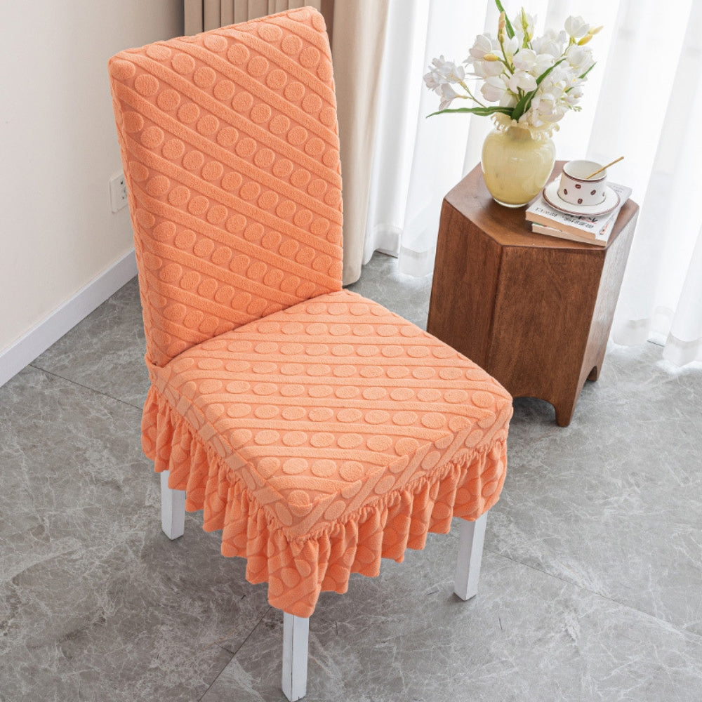 Seraphine Embossed Oval Knitting Dining Chair Cover — main product photo