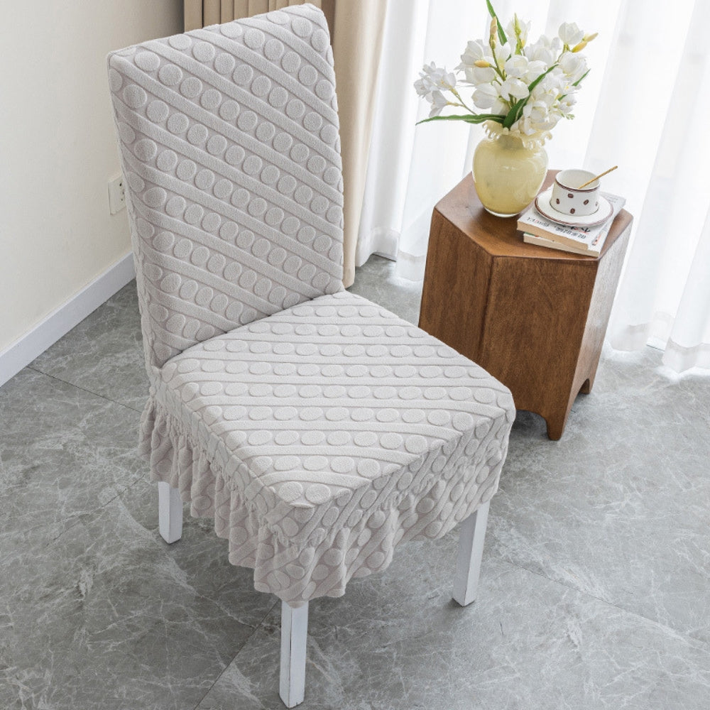 Seraphine Embossed Oval Knitting Dining Chair Cover — product close-up