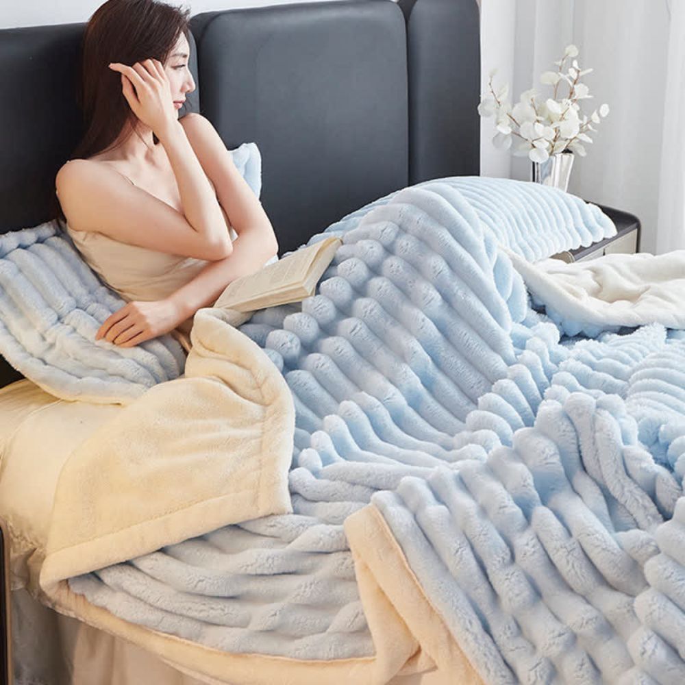 Snuggly Faux Fur Fleece Blanket — additional view