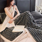 Snuggly Faux Fur Fleece Blanket — size and scale reference