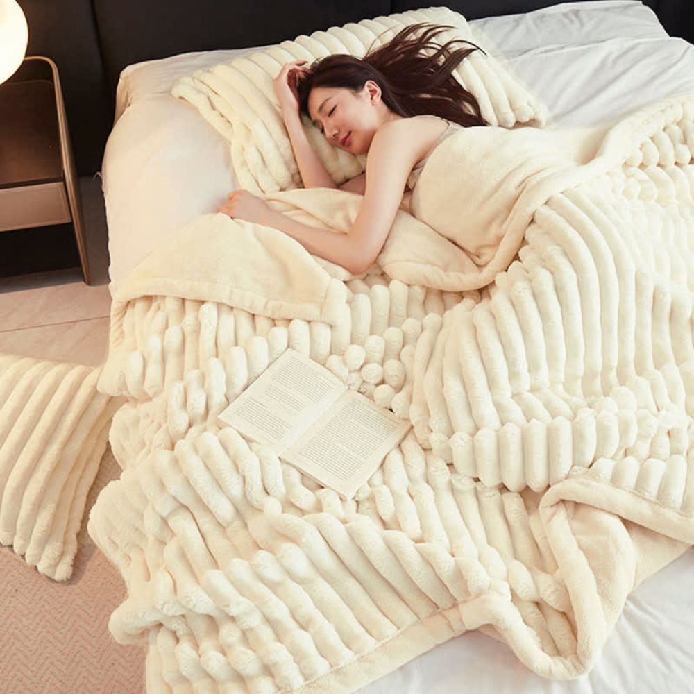Snuggly Faux Fur Fleece Blanket — product detail view