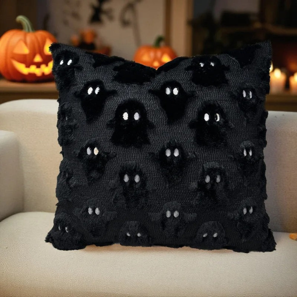 Spooky Ghost Plush Halloween Cushion Cover — size and scale reference