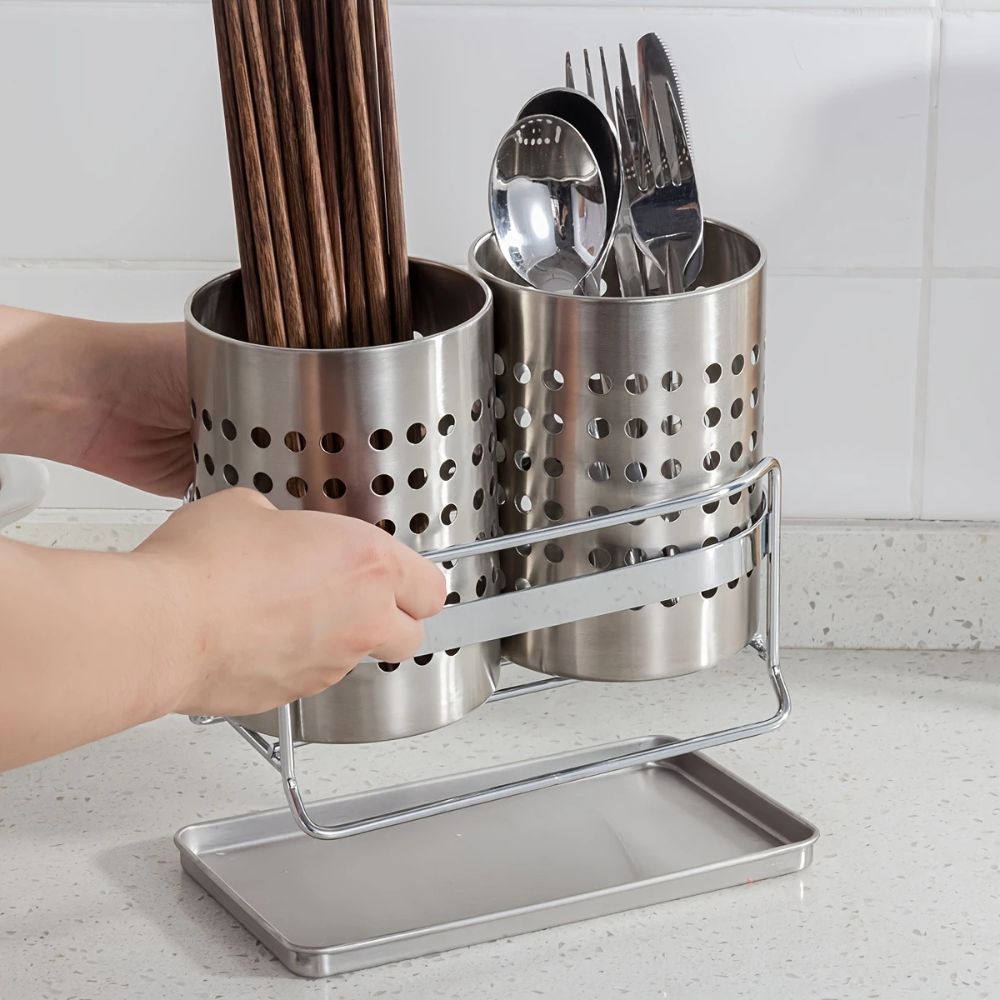 Stainless Steel Utensil Holder with Hole — main product photo