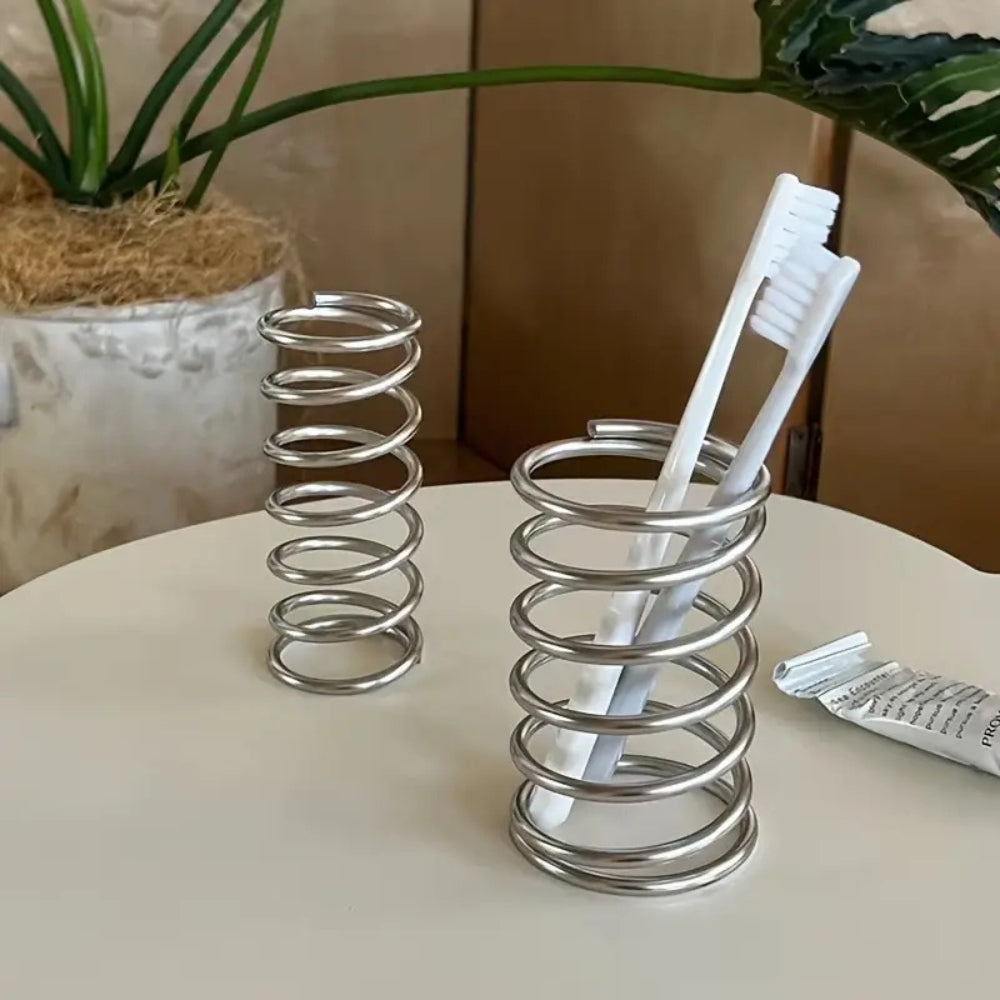 Stainless Steel Spiral Toothbrush Holder — product detail view