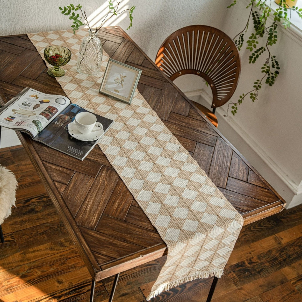 Stitching Tassel Diamond Table Runner — main product photo