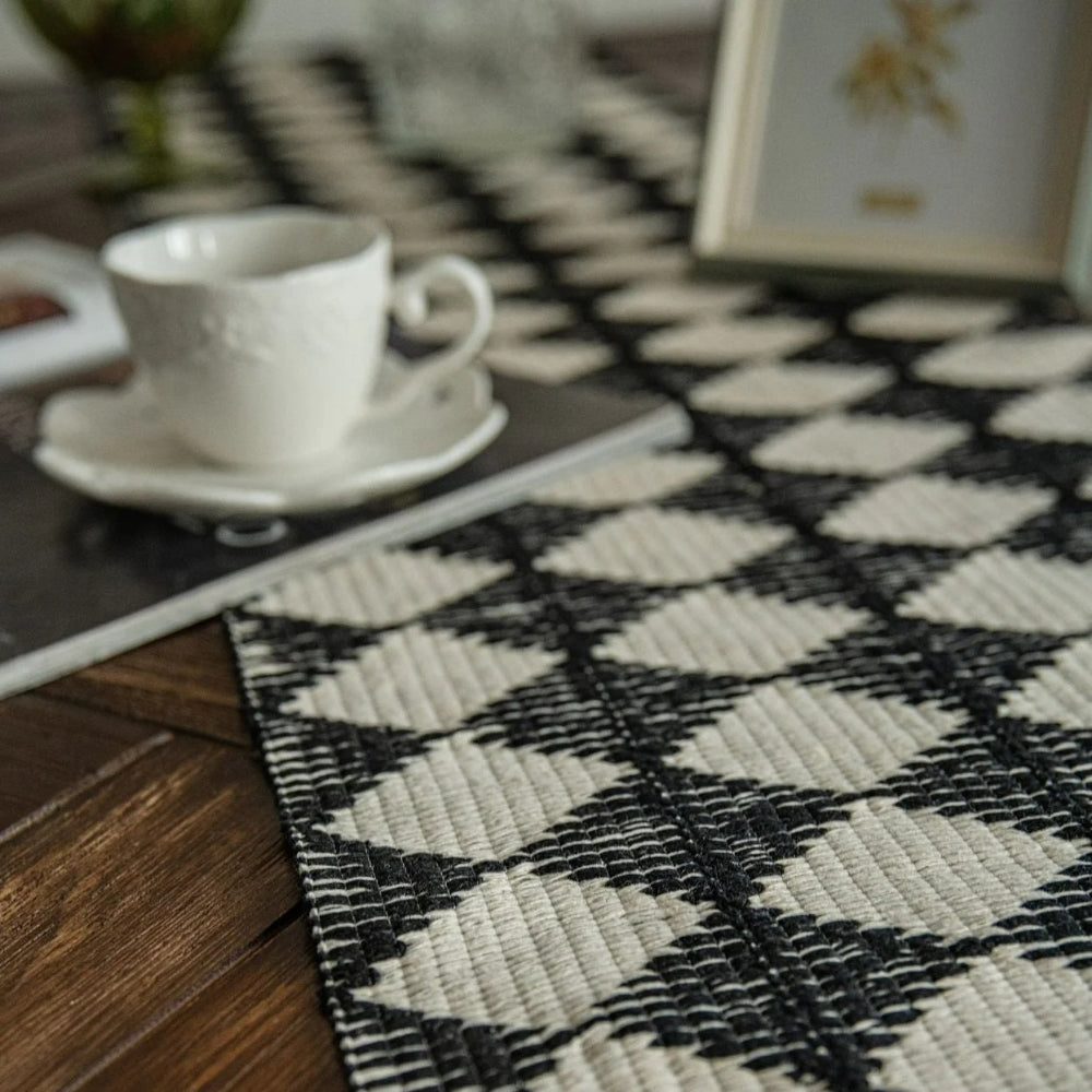 Stitching Tassel Diamond Table Runner — product detail view