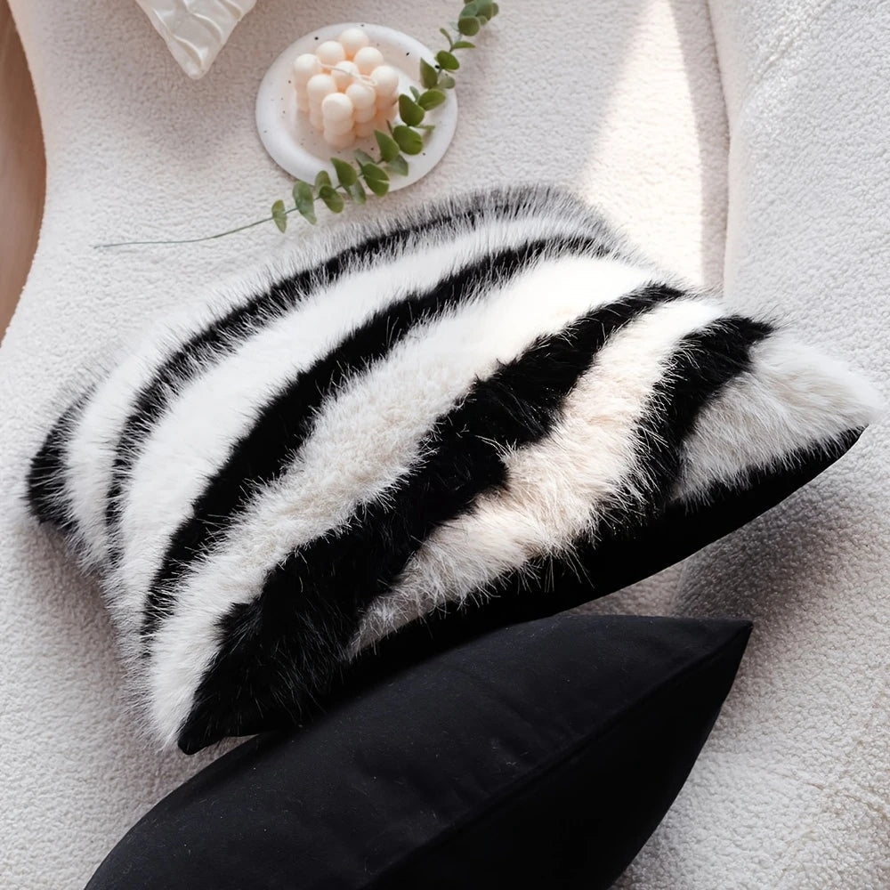 Strié Luxe Faux Fur Cushion Cover — product in use
