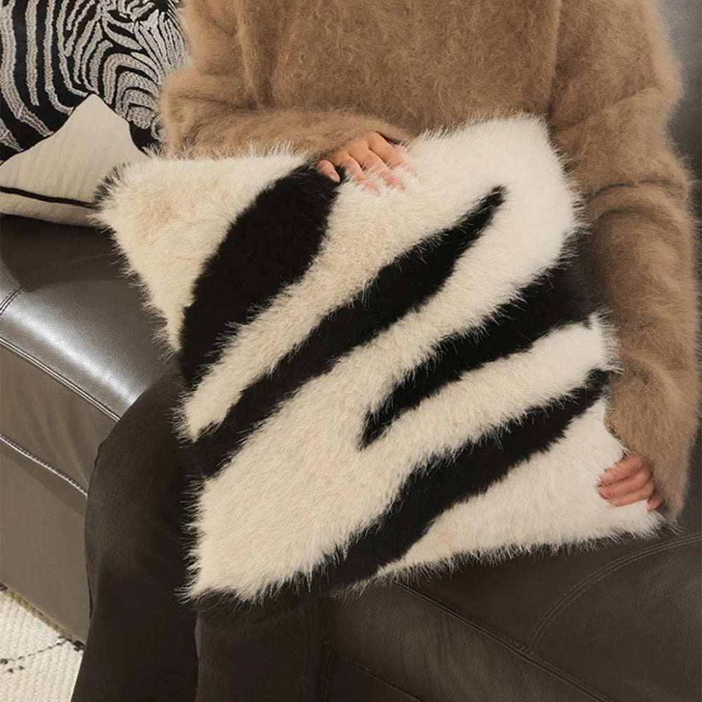 Strié Luxe Faux Fur Cushion Cover — product close-up