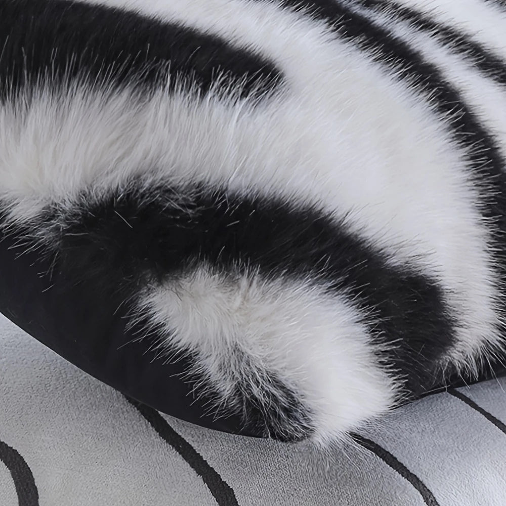 Strié Luxe Faux Fur Cushion Cover — alternate angle view
