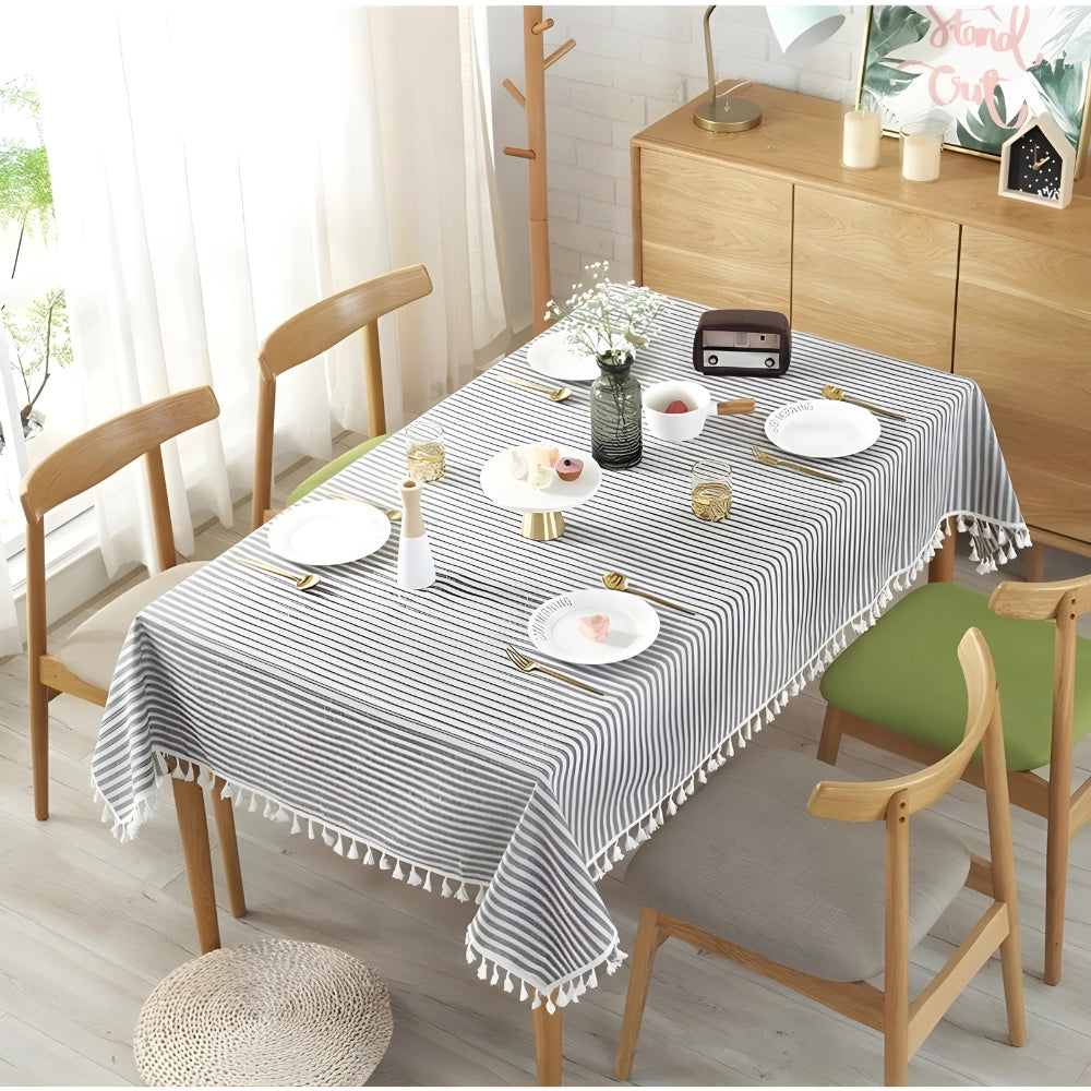 Classic Striped Tassel Table Cloth — additional view