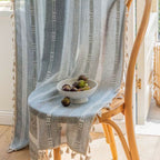 Sunlit Stripes Sheer Tassel Curtain — product close-up