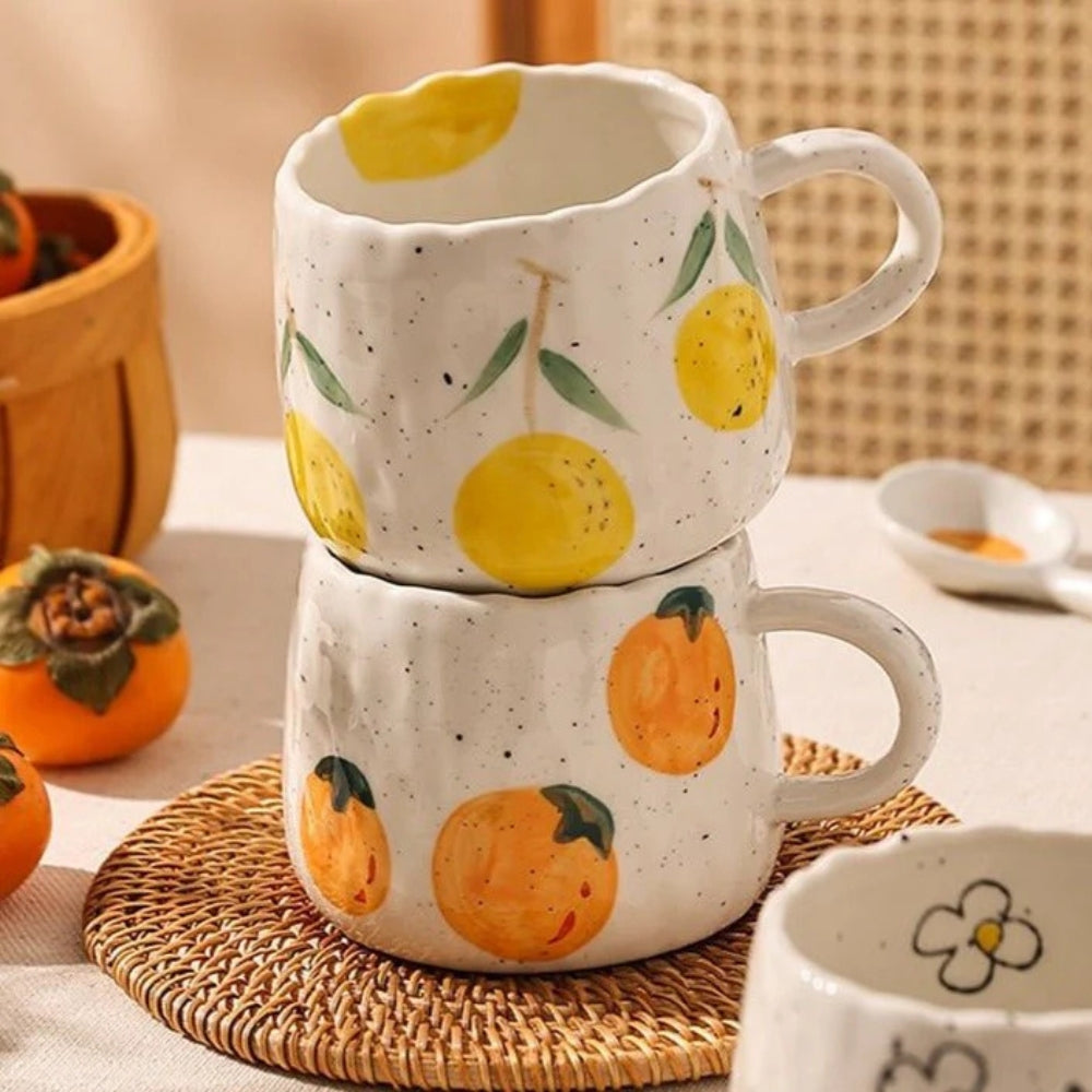 Sunny Fruit Ceramic Mugs — product close-up