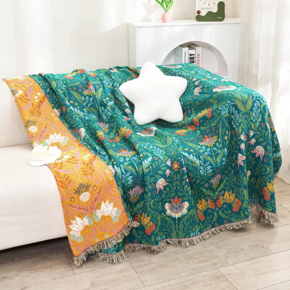 Sunset Forest Cotton Blanket — product detail view