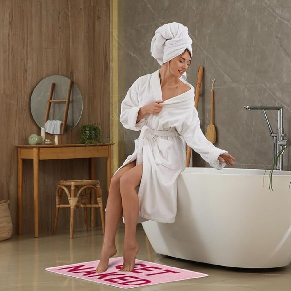 "Get Naked" Funny Bathroom Mat — product close-up
