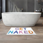 "Get Naked" Funny Bathroom Mat — material texture close-up