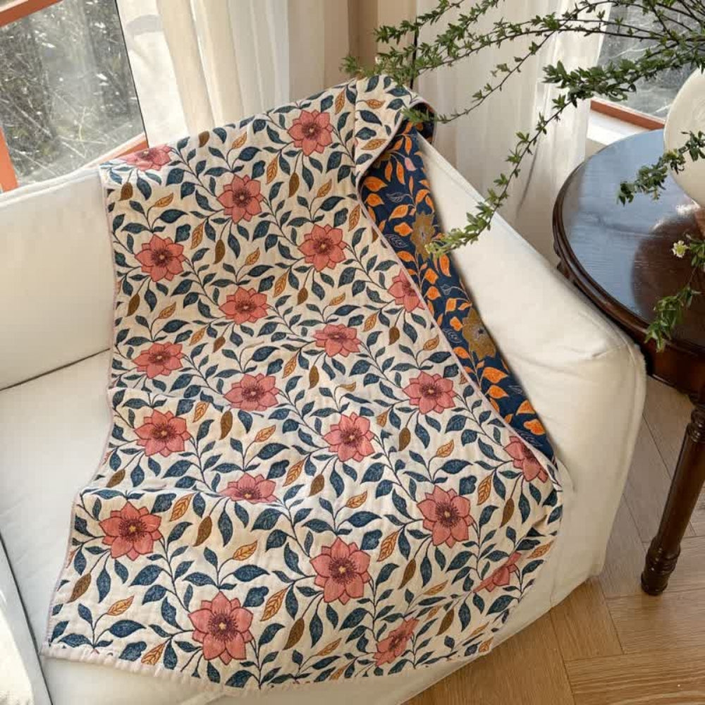 Tavira Floral Leaf Cotton Bath Towel — product detail view