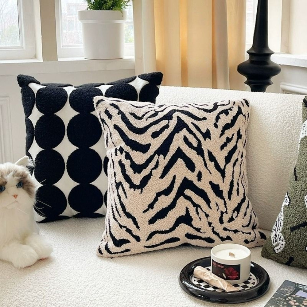 White Tiger Stripe Cushion Cover — main product photo
