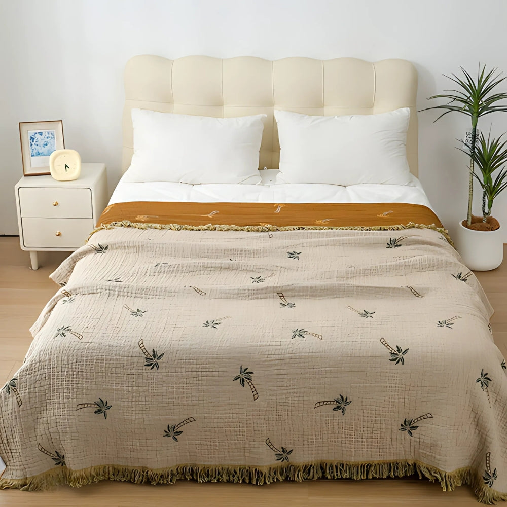 Tropical Palm Tree Reversible Cotton Blanket — main product photo