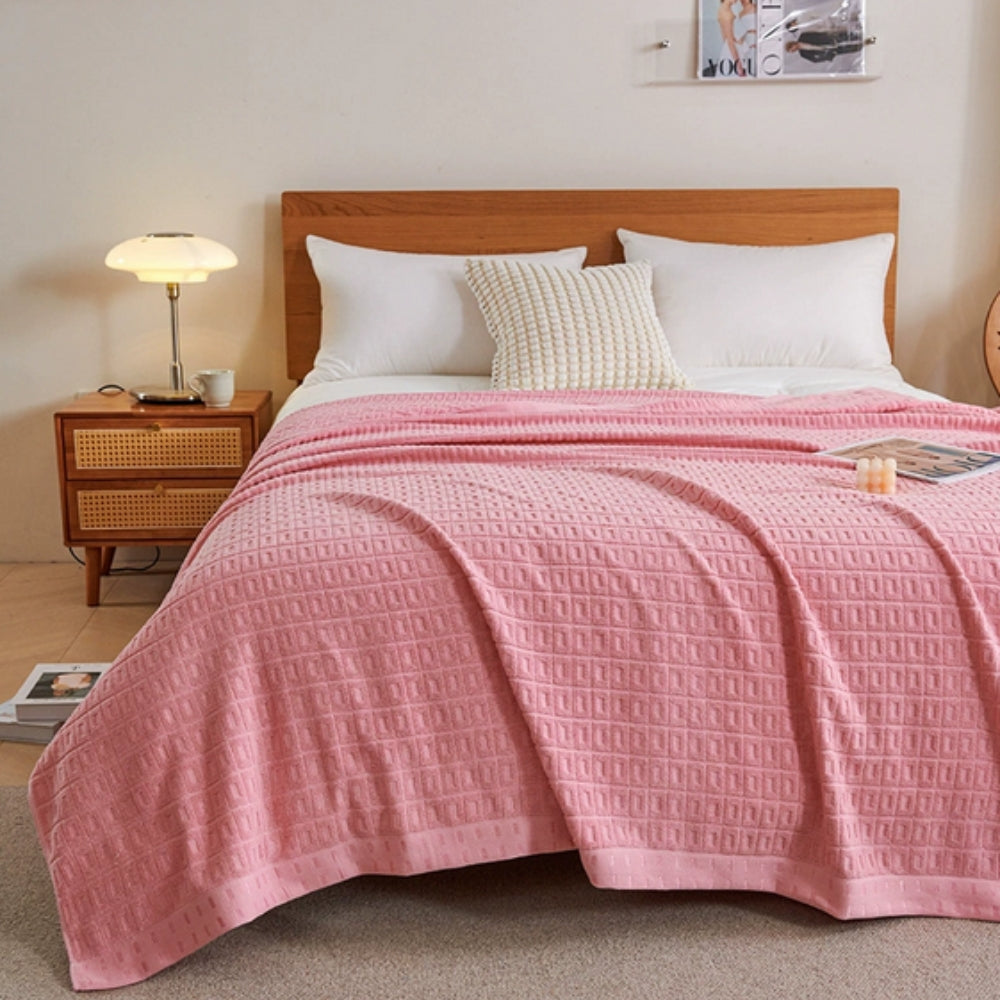 Waffle Cotton Throw — lifestyle shot