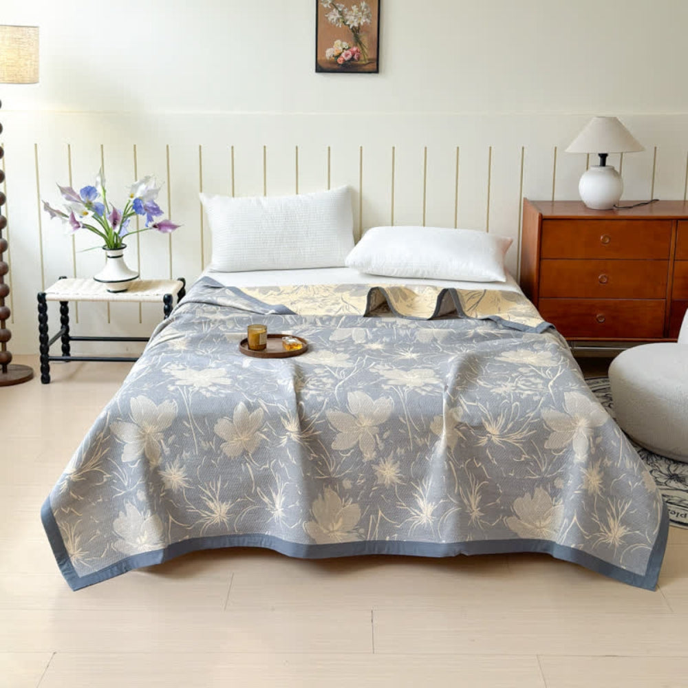 Velurelle Reversible Cotton Floral Blanket — main product photo